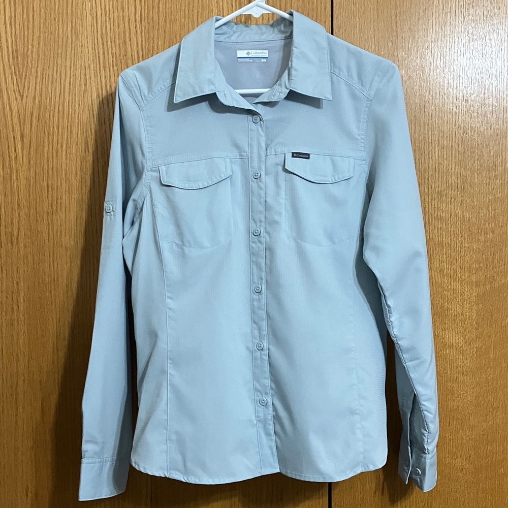 Columbia Silver Ridge Lite Omni-Shade Women’s Gray Blue Shirt Size Medium